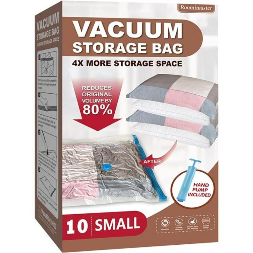 Vacuum Storage Bags 10 Small Vacuum Seal/Sealer Bags with Pump for Clothes